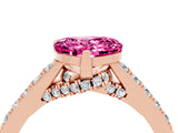Rose gold Heart Cut Diamond Solitaire Ring with Pavé Band and Prong Setting_4