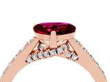 Rose gold Heart Cut Diamond Solitaire Ring with Pavé Band and Prong Setting_4