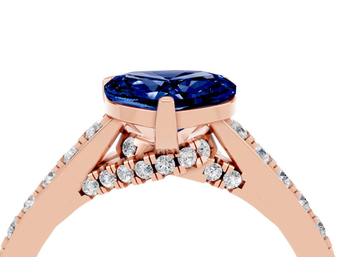 Rose gold Heart Cut Diamond Solitaire Ring with Pavé Band and Prong Setting_4
