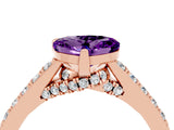 Rose gold Heart Cut Diamond Solitaire Ring with Pavé Band and Prong Setting_4