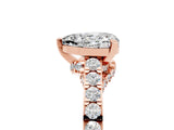 Rose gold Heart Cut Diamond Solitaire Ring with Pavé Band and Prong Setting_5