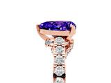 Rose gold Heart Cut Diamond Solitaire Ring with Pavé Band and Prong Setting_5