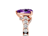 Rose gold Heart Cut Diamond Solitaire Ring with Pavé Band and Prong Setting_5