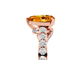 Rose gold Heart Cut Diamond Solitaire Ring with Pavé Band and Prong Setting_5