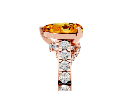 Rose gold Heart Cut Diamond Solitaire Ring with Pavé Band and Prong Setting_5