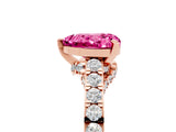 Rose gold Heart Cut Diamond Solitaire Ring with Pavé Band and Prong Setting_5