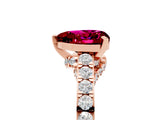 Rose gold Heart Cut Diamond Solitaire Ring with Pavé Band and Prong Setting_5