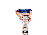 Rose gold Heart Cut Diamond Solitaire Ring with Pavé Band and Prong Setting_5