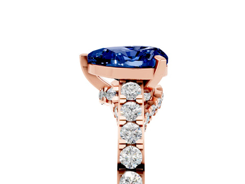 Rose gold Heart Cut Diamond Solitaire Ring with Pavé Band and Prong Setting_5