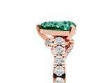 Rose gold Heart Cut Diamond Solitaire Ring with Pavé Band and Prong Setting_5