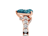 Rose gold Heart Cut Diamond Solitaire Ring with Pavé Band and Prong Setting_5