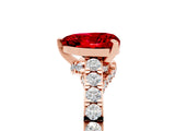 Rose gold Heart Cut Diamond Solitaire Ring with Pavé Band and Prong Setting_5