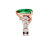 Rose gold Heart Cut Diamond Solitaire Ring with Pavé Band and Prong Setting_5
