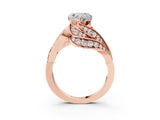 Rose gold Heart Cut Diamond Solitaire Ring with Prong Setting and Twisted Pavé Band_6