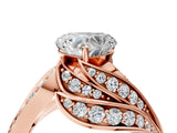 Rose gold Heart Cut Diamond Solitaire Ring with Prong Setting and Twisted Pavé Band_7