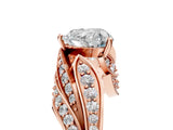 Rose gold Heart Cut Diamond Solitaire Ring with Prong Setting and Twisted Pavé Band_8
