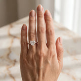 Rose gold Heart Cut Diamond Solitaire Ring with Round  Pavé Band and Four-Prong Setting