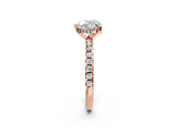 Rose gold Heart Cut Diamond Solitaire Ring with Round  Pavé Band and Four-Prong Setting_46
