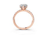 Rose gold Heart Cut Diamond Solitaire Ring with Round  Pavé Band and Four-Prong Setting_47