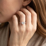 Rose gold Heart Cut Diamond Solitaire Ring with Round  Pavé Band and Four-Prong Setting