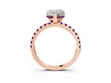 Rose gold Heart Cut Diamond Solitaire Ring with Round with Amethyst side stone Pavé Band and Four-Prong Setting_39