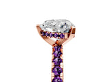 Rose gold Heart Cut Diamond Solitaire Ring with Round with Amethyst side stone Pavé Band and Four-Prong Setting_41
