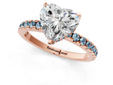 Rose gold Heart Cut Diamond Solitaire Ring with Round with Aquamarine side stone Pavé Band and Four-Prong Setting_37