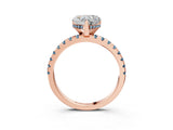 Rose gold Heart Cut Diamond Solitaire Ring with Round with Aquamarine side stone Pavé Band and Four-Prong Setting_39