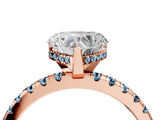 Rose gold Heart Cut Diamond Solitaire Ring with Round with Aquamarine side stone Pavé Band and Four-Prong Setting_40