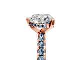 Rose gold Heart Cut Diamond Solitaire Ring with Round with Aquamarine side stone Pavé Band and Four-Prong Setting_41