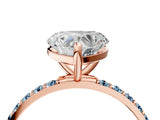 Rose gold Heart Cut Diamond Solitaire Ring with Round with Aquamarine side stone Pavé Band and Prong Setting_28