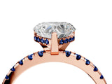 Rose gold Heart Cut Diamond Solitaire Ring with Round with Blue Sapphire side stone Pavé Band and Four-Prong Setting_40