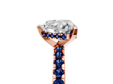 Rose gold Heart Cut Diamond Solitaire Ring with Round with Blue Sapphire side stone Pavé Band and Four-Prong Setting_41