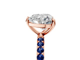 Rose gold Heart Cut Diamond Solitaire Ring with Round with Blue Sapphire side stone Pavé Band and Prong Setting_17
