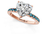 Rose gold Heart Cut Diamond Solitaire Ring with Round with Blue Topaz side stone Pavé Band and Four-Prong Setting_37