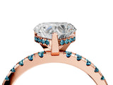 Rose gold Heart Cut Diamond Solitaire Ring with Round with Blue Topaz side stone Pavé Band and Four-Prong Setting_40