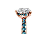 Rose gold Heart Cut Diamond Solitaire Ring with Round with Blue Topaz side stone Pavé Band and Four-Prong Setting_41