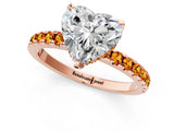 Rose gold Heart Cut Diamond Solitaire Ring with Round with Citrine side stone Pavé Band and Four-Prong Setting_37