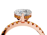 Rose gold Heart Cut Diamond Solitaire Ring with Round with Citrine side stone Pavé Band and Four-Prong Setting_40