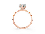 Rose gold Heart Cut Diamond Solitaire Ring with Round with Citrine side stone Pavé Band and Prong Setting_15