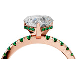 Rose gold Heart Cut Diamond Solitaire Ring with Round with Emerald side stone Pavé Band and Four-Prong Setting_40
