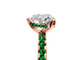 Rose gold Heart Cut Diamond Solitaire Ring with Round with Emerald side stone Pavé Band and Four-Prong Setting_41
