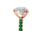 Rose gold Heart Cut Diamond Solitaire Ring with Round with Emerald side stone Pavé Band and Prong Setting_29