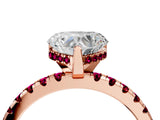 Rose gold Heart Cut Diamond Solitaire Ring with Round with Garnet side stone Pavé Band and Four-Prong Setting_40