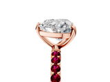 Rose gold Heart Cut Diamond Solitaire Ring with Round with Garnet side stone Pavé Band and Prong Setting_29