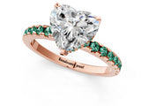 Rose gold Heart Cut Diamond Solitaire Ring with Round with Green Sapphire side stone Pavé Band and Four-Prong Setting_37