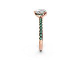 Rose gold Heart Cut Diamond Solitaire Ring with Round with Green Sapphire side stone Pavé Band and Four-Prong Setting_38