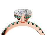 Rose gold Heart Cut Diamond Solitaire Ring with Round with Green Sapphire side stone Pavé Band and Four-Prong Setting_40