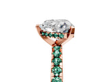 Rose gold Heart Cut Diamond Solitaire Ring with Round with Green Sapphire side stone Pavé Band and Four-Prong Setting_41