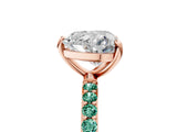 Rose gold Heart Cut Diamond Solitaire Ring with Round with Green Sapphire side stone Pavé Band and Prong Setting_5